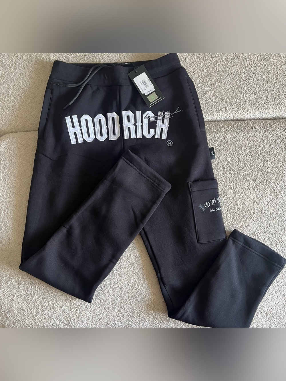 Hoodrich Men's Black Logo Cargo Joggers